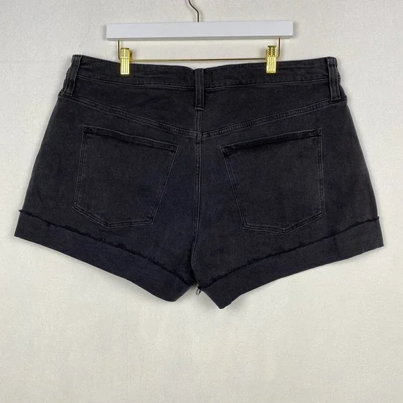 NWT Madewell Women's Size 18W Black High Rise‎ Denim Shorts Cuffed Hem Casual - Picture 8 of 12